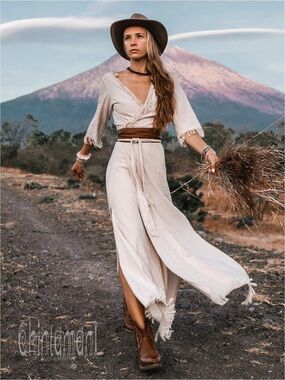 Chintamani Alchemistry Wrap Boho Dress in Off White Size Medium